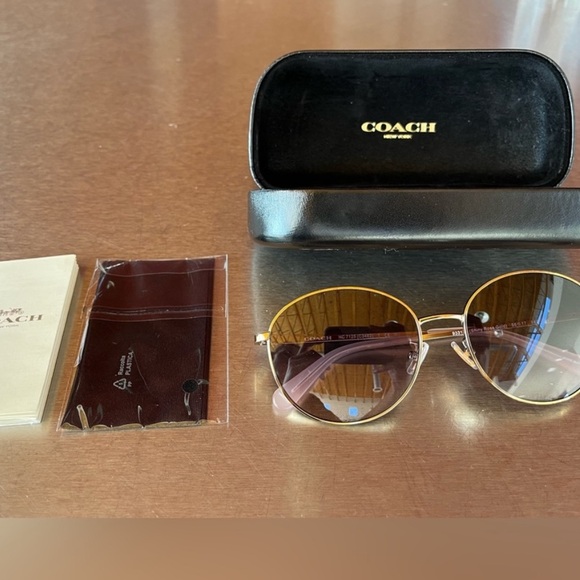Coach Gold and Brown Sunglasses - Picture 2 of 7